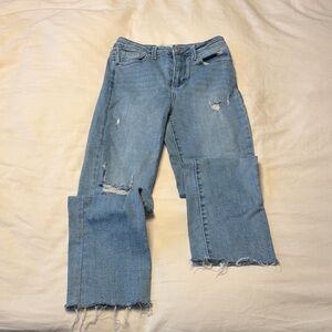 Just Black Light Blue Distressed Straight Leg Jeans